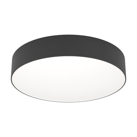 Frelvine Smart LED Flush Ceiling Light 39cm in black, a round drum fixture with a black plastic body and white diffuser, shown on a plain white background.
