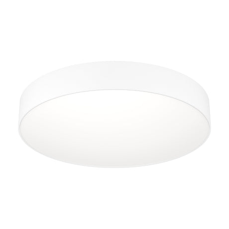 Frelvine Smart LED Flush Ceiling Light, 49cm round white plastic drum fixture with full-width diffuser, shown on a plain white background.