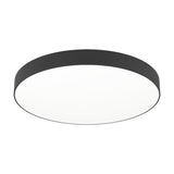 Frelvine Smart LED Flush Ceiling Light 69cm in Black, a round drum fixture with a black plastic body and white plastic diffuser, shown on a plain white background.