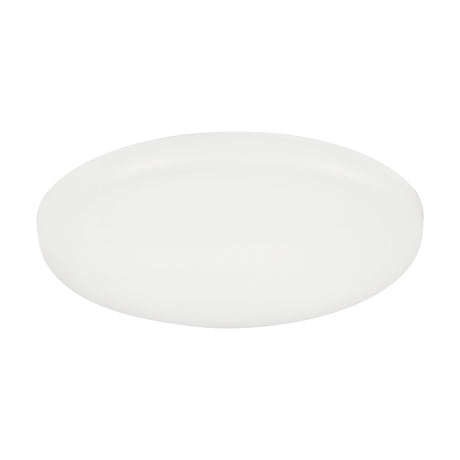 Fremora LED Downlight 10cm in white, a round flat fixture with aluminium body and white plastic shade, integrated LED, shown on a plain white background.