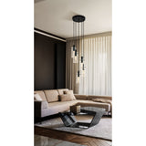 Fresvora Clear Glass 5 Light Pendant - Black
