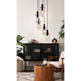 Fresvora Clear Glass 5 Light Pendant - Black