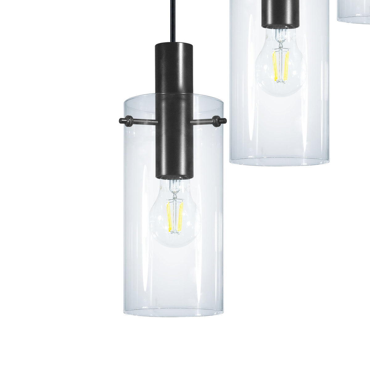 Fresvora Clear Glass 5 Light Pendant - Black