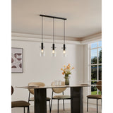 Fresvora Clear Glass Linear Pendant Light - Black