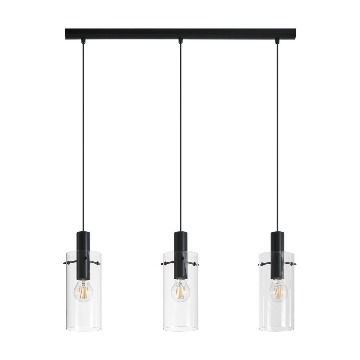 Fresvora Clear Glass Linear Pendant Light - Black