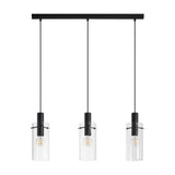 Fresvora Clear Glass Linear Pendant Light - Black