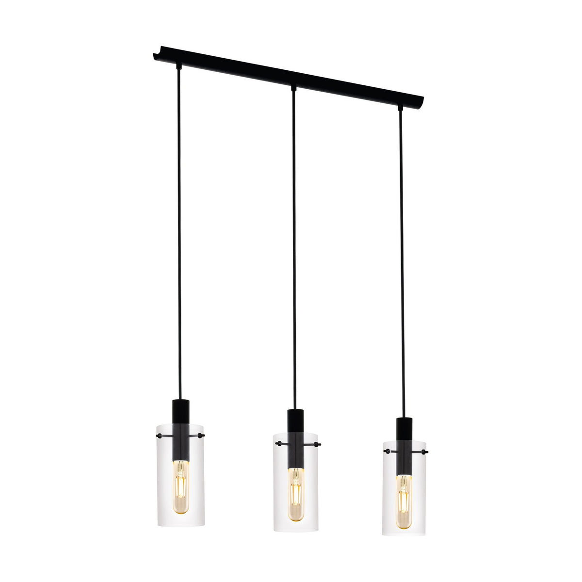 Fresvora Clear Glass Linear Pendant Light - Black