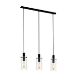 Fresvora Clear Glass Linear Pendant Light - Black