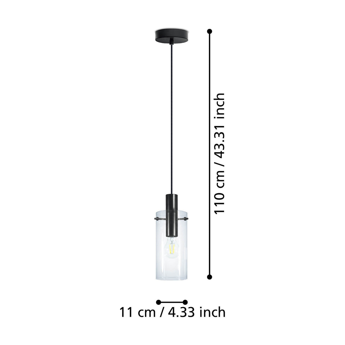 Fresvora Clear Glass Pendant Light - Black
