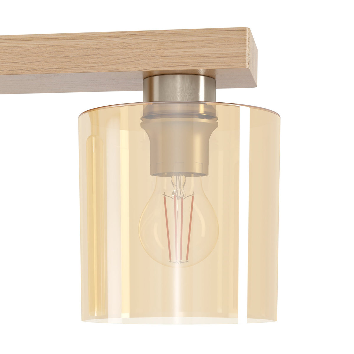 Frevenne Amber Glass Linear Pendant Light - Satin Nickel & Brown