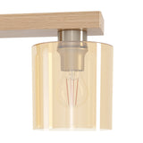 Frevenne Amber Glass Linear Pendant Light - Satin Nickel & Brown