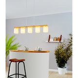 Frevenne Fabric Linear Pendant Light - Satin Nickel & Brown