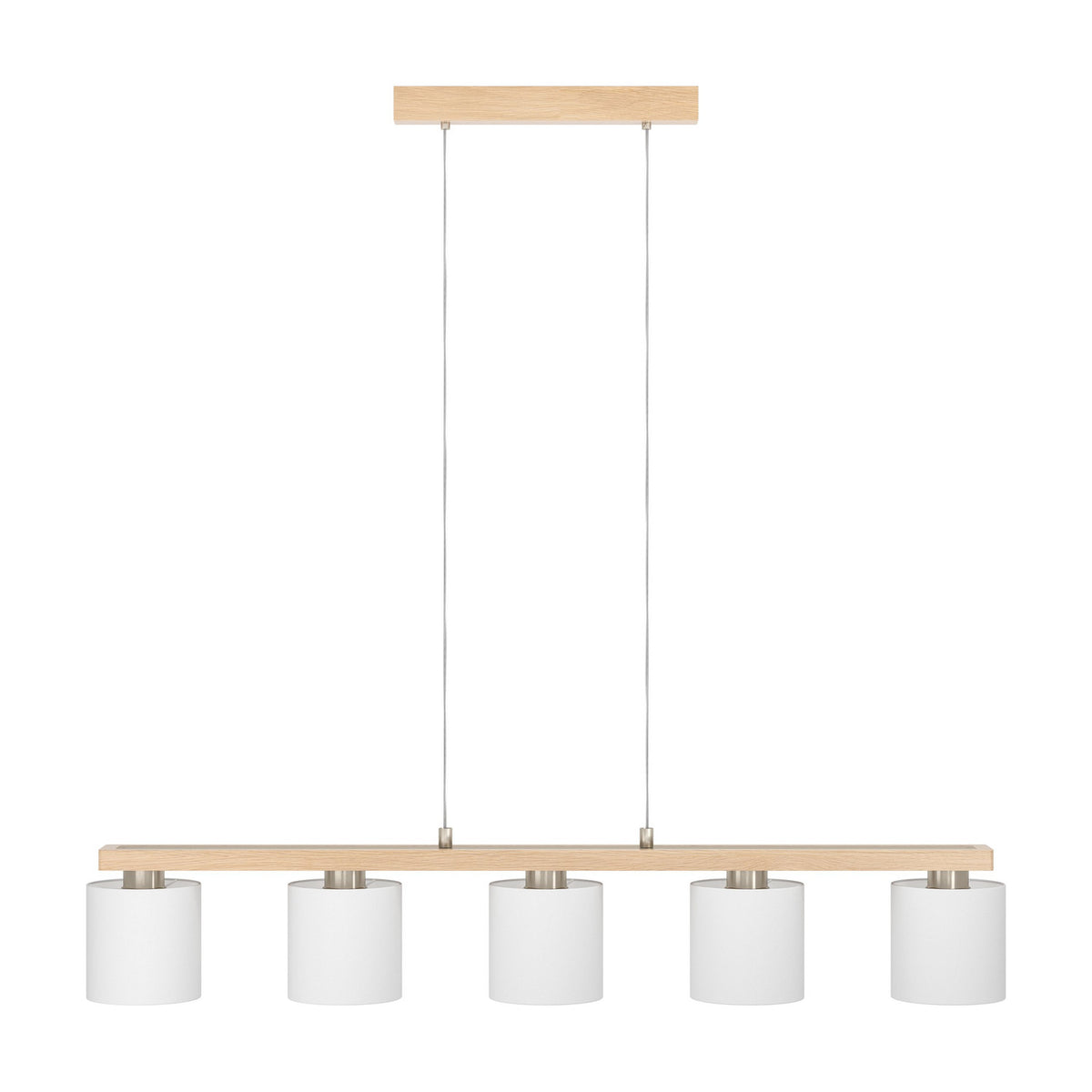 Frevenne Fabric Linear Pendant Light - Satin Nickel & Brown