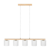 Frevenne Fabric Linear Pendant Light - Satin Nickel & Brown