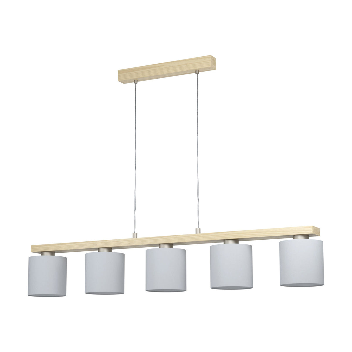 Frevenne Fabric Linear Pendant Light - Satin Nickel & Brown