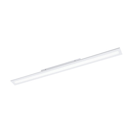 Frinarne LED Panel Light, 119.5 x 10cm, slim rectangular ceiling fixture with white aluminium frame and white plastic diffuser, shown at an angle on a plain white background.