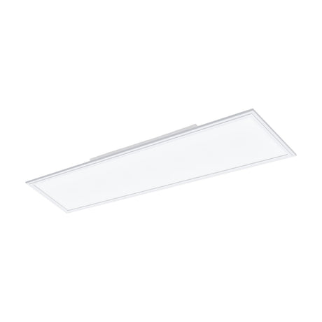 Frinarne LED Panel Light, a slim rectangular ceiling fixture in white aluminium with a flush white plastic diffuser, 120 x 30 x 5cm, shown at an angle on a plain white background.