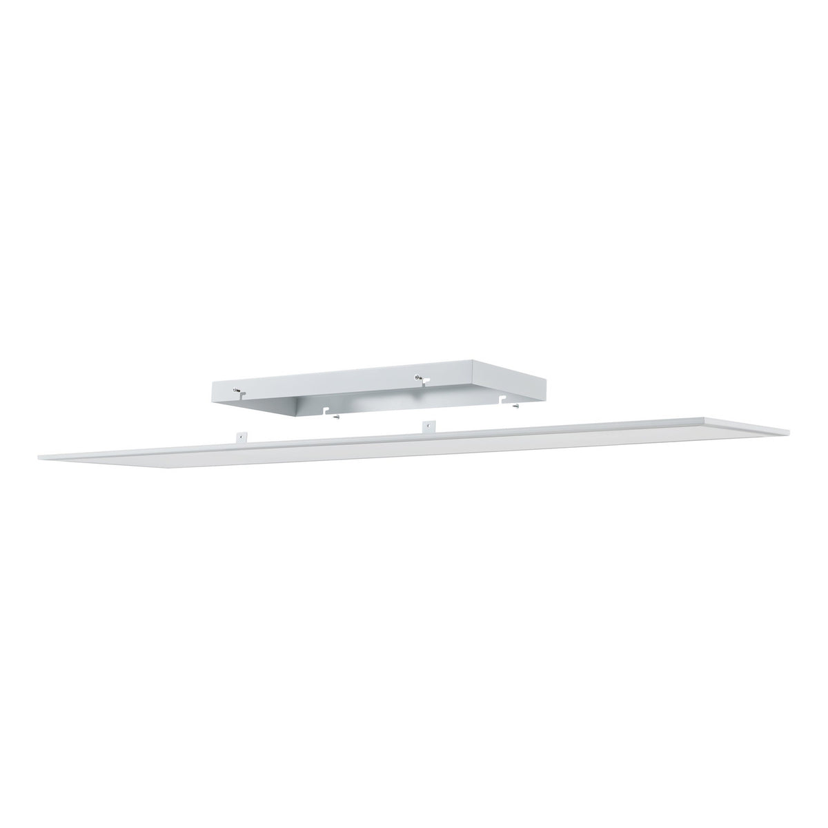 Frinarne LED Panel Light, white rectangular ceiling fixture with mounting bracket and diffuser panel shown separately, 120 x 30cm, on a plain white background.