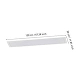 Frinarne LED Panel Light, a slim rectangular white ceiling fixture with a plastic diffuser face, shown at an angle with labelled dimensions 120 x 30cm on a white background.
