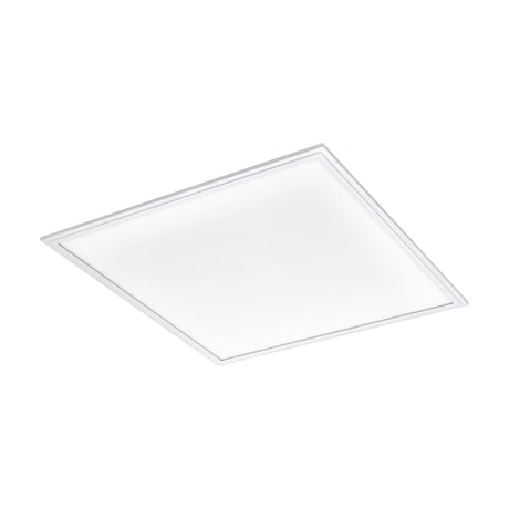 Frinarne square LED ceiling panel light in white, 59.5 x 59.5 x 5cm, with a flat white diffuser and slim aluminium and steel frame, shown on a plain white background.