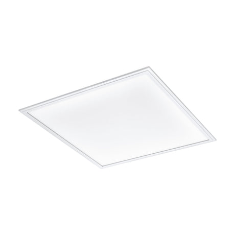 Frinarne LED Panel Light, a square 62 x 62cm ceiling fixture with a slim white aluminium frame and white plastic diffuser, shown at an angle on a plain white background.