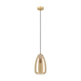Frolena Amber Glass Pendant Light 20cm - Brushed Brass