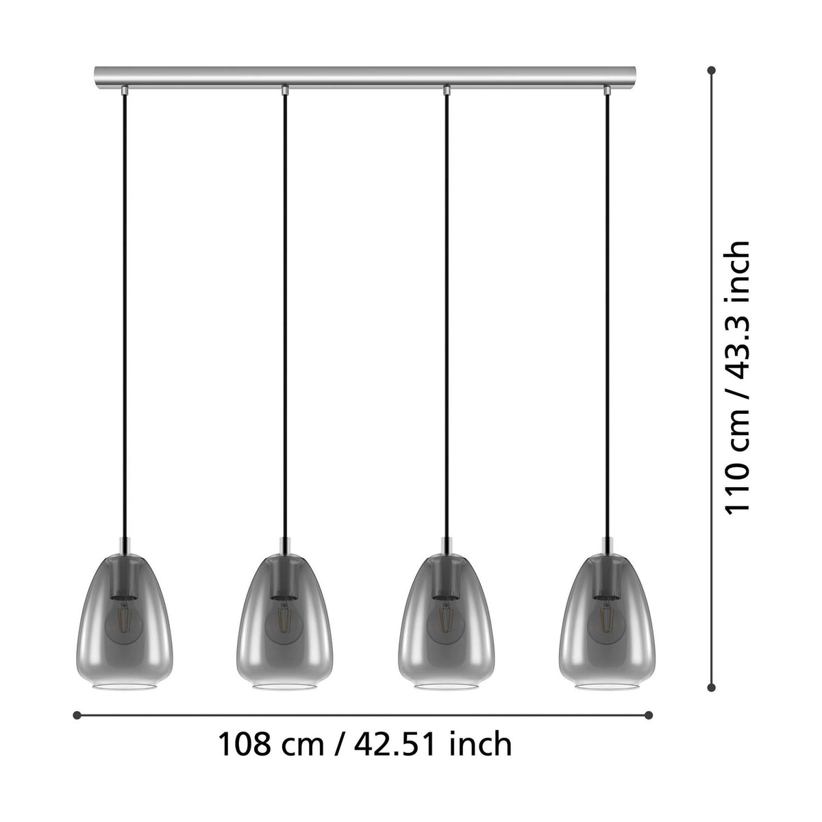 Frolena Smoked Glass Linear Pendant Light - Chrome