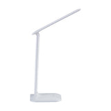 Frolmora LED touch table lamp in white, with a slim angled bar head on a straight stem and square base, touch controls visible, shown on a plain background.