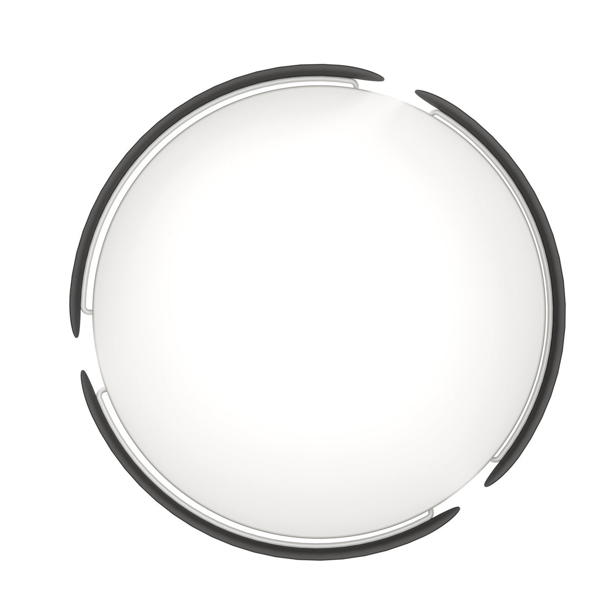 Frosmarne LED Flush Ceiling Light in black, round design with white plastic diffuser and overlapping curved black steel bands, shown on a plain white background.