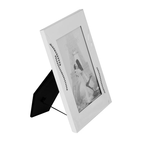 Metal Photo Frame with Crystal Reed Design 7 x 5in - Silver