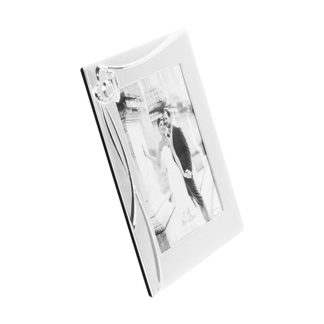 Wedding 3D Waves & 2 Hearts Photo Frame 10 x 8in - Silver