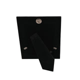 Rear view of the Silverplated Border Edge Metal Photo Frame 8 x 6in in silver, showing black velvet backing, hinged metal easel stand, and hanging tabs on a white background.