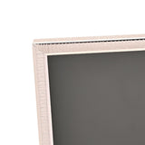 Close-up of a rectangular silverplated photo frame with a thin edge and crackled texture border, shown corner-detail against a plain white background.