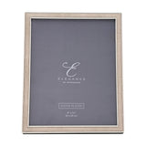Rectangular photo frame with a pebbled faux shagreen border in silver-plated metal, edged with beaded trim, holding a grey 8x10in mat on a white background.