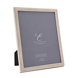 Rectangular photo frame with a pebbled champagne faux shagreen border edged in silver beading, holding a grey insert card, shown on a white background.