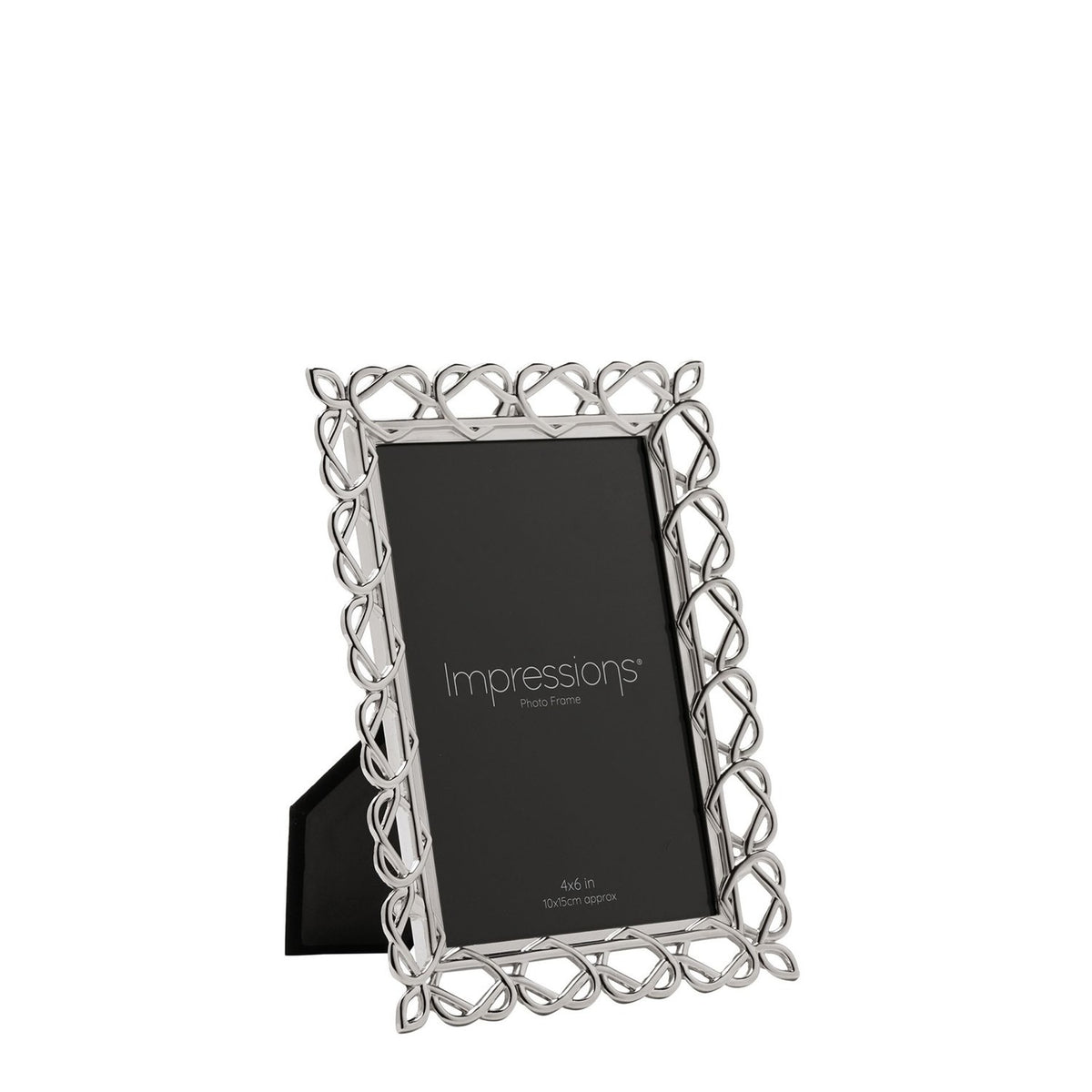 Freestanding Looping Heart Design Metal Photo Frame - Silver