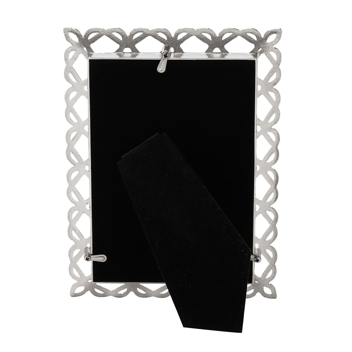 Freestanding Looping Heart Design Metal Photo Frame - Silver