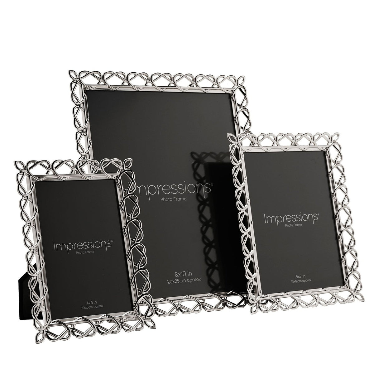 Freestanding Looping Heart Design Metal Photo Frame - Silver