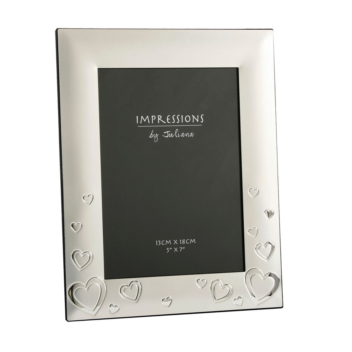 2 Tone Hearts Silverplated Photo Frame 7 x 5in - Silver