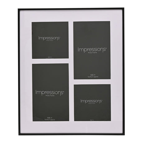 Rectangular 4 Aperture Mounted Metal Photo Frame - Black & White