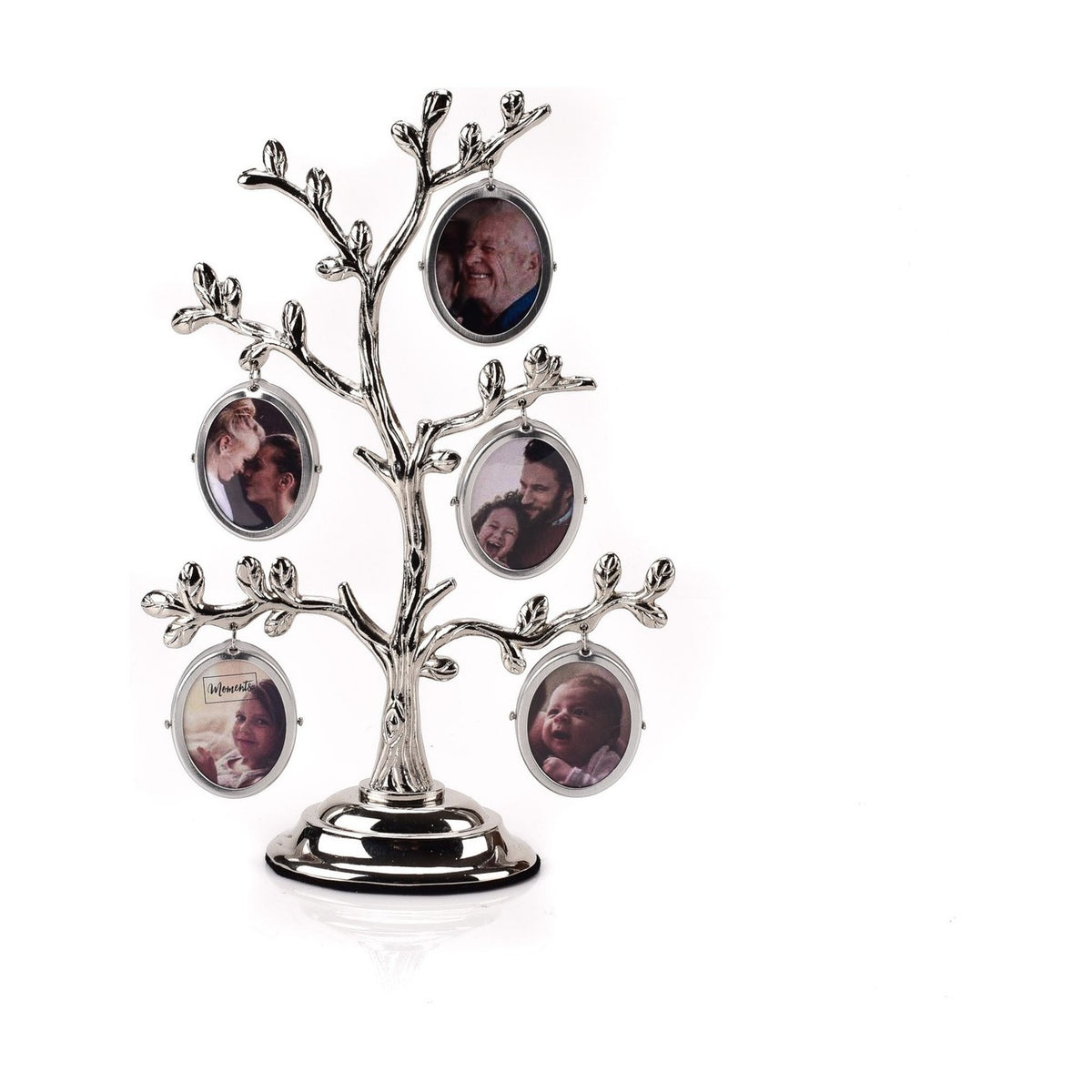 Family Tree Collage Photo Frame with Oval Apertures - Silver