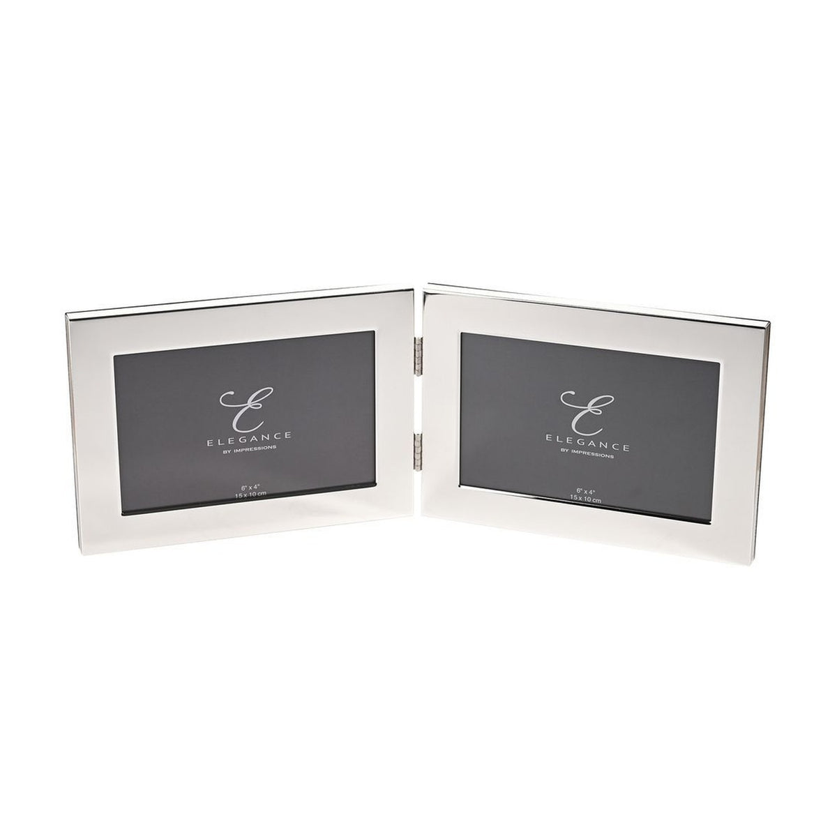 Shiny Silverplated Double Hinged Photo Frame 6 x 4in - Silver