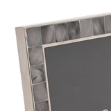 Mother of Pearl Mosaic Freestanding Metal Photo Frame - Grey