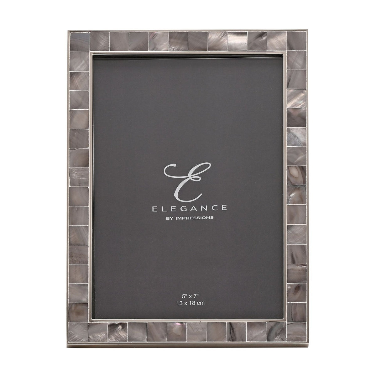 Mother of Pearl Mosaic Freestanding Metal Photo Frame - Grey
