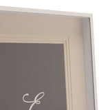 Close-up of the Silverplated Triple Layer Mount Photo Frame's corner, showing the polished silver edge and stepped white triple-layer mount around a grey photo area.