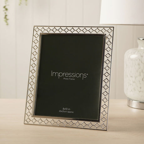 Lattice Cut Silverplated Metal Photo Frame 10 x 8in - Silver