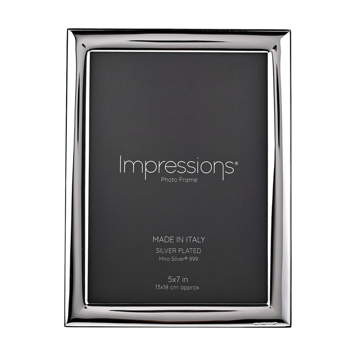 Narrow Smooth Silverplated Wood Back Photo Frame 7 x 5in - Silver