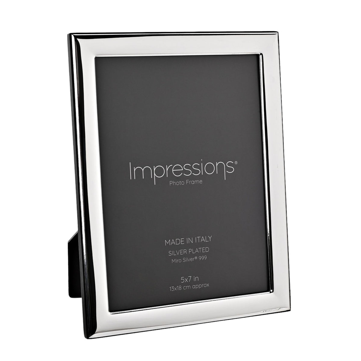 Narrow Smooth Silverplated Wood Back Photo Frame 7 x 5in - Silver