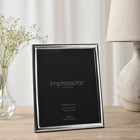 999 Narrow Smooth Wood Back Photo Frame 10 x 8in - Silver