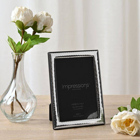 999 Silverplated Hammered Wood Back Photo Frame 6 x 4in - Silver